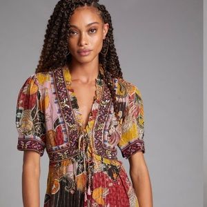 Anthropologie Verb by Pallavi Singhee beaded shimmer mini dress XSP
